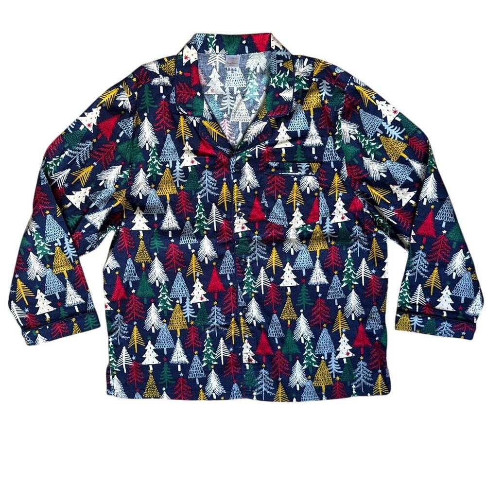 Hanna Andersson Men's Christmas Trees Flannel Pajama Top Size XL XLarge